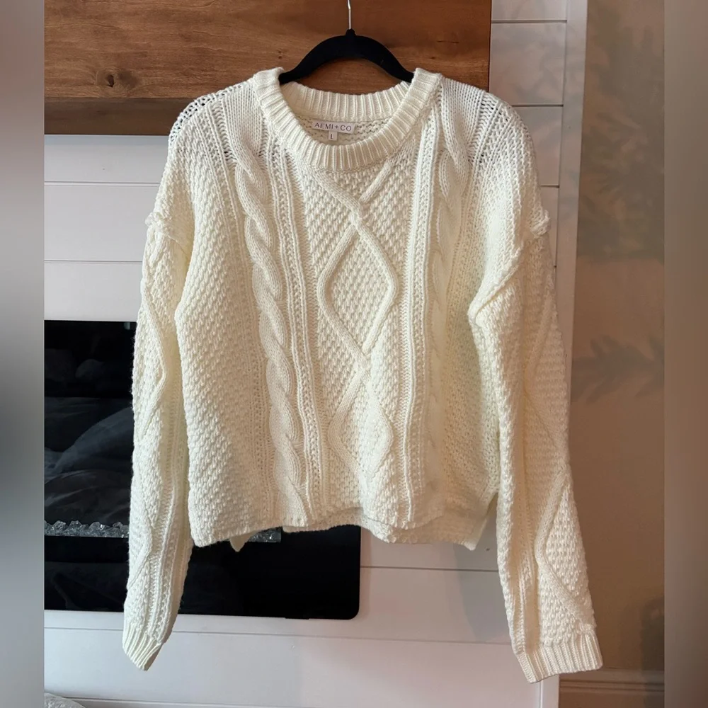 Aemi & Co Cable Knit Adela Sweater Cream color - Size L